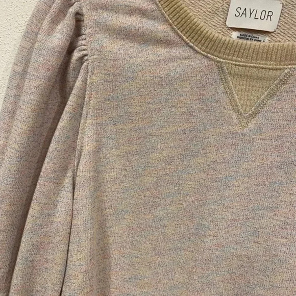 Saylor Addy Metallic Puff Sleeve Sweatshirt Size Large EUC - Picture 3 of 4